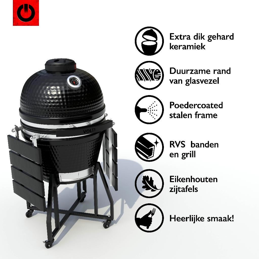 Volt Kamado BBQ 18” – Keramische Grill compleet, Tuin en Terras, Houtskoolbarbecues, Ophalen, Nieuw, Volt!, Met accessoires