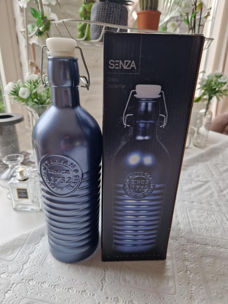 Nieuwe Senza glazen fles, Ophalen of Verzenden, Nieuw, Blauw, Glas