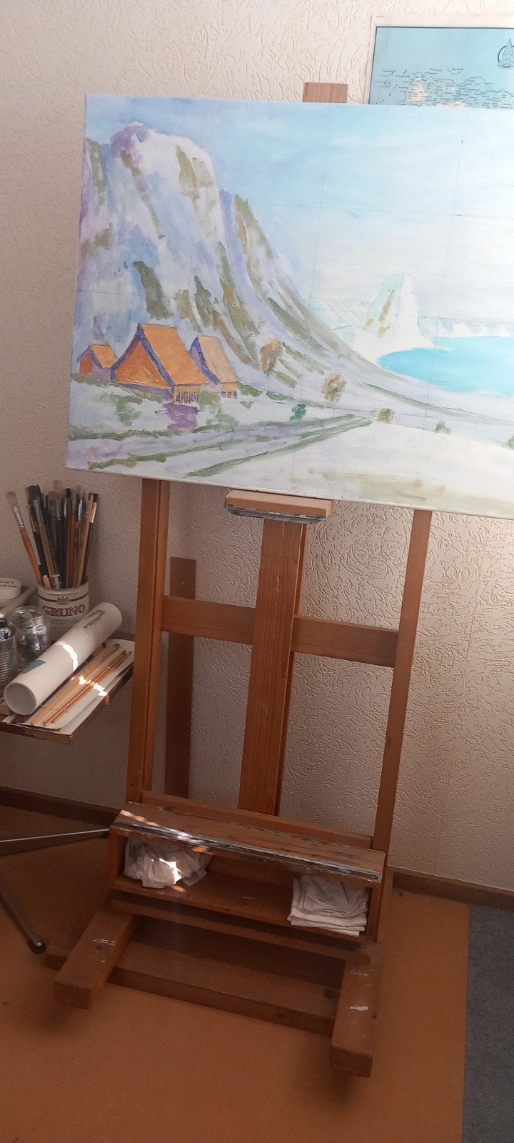Houten schildersezel met verstelbare hoogte, Ophalen