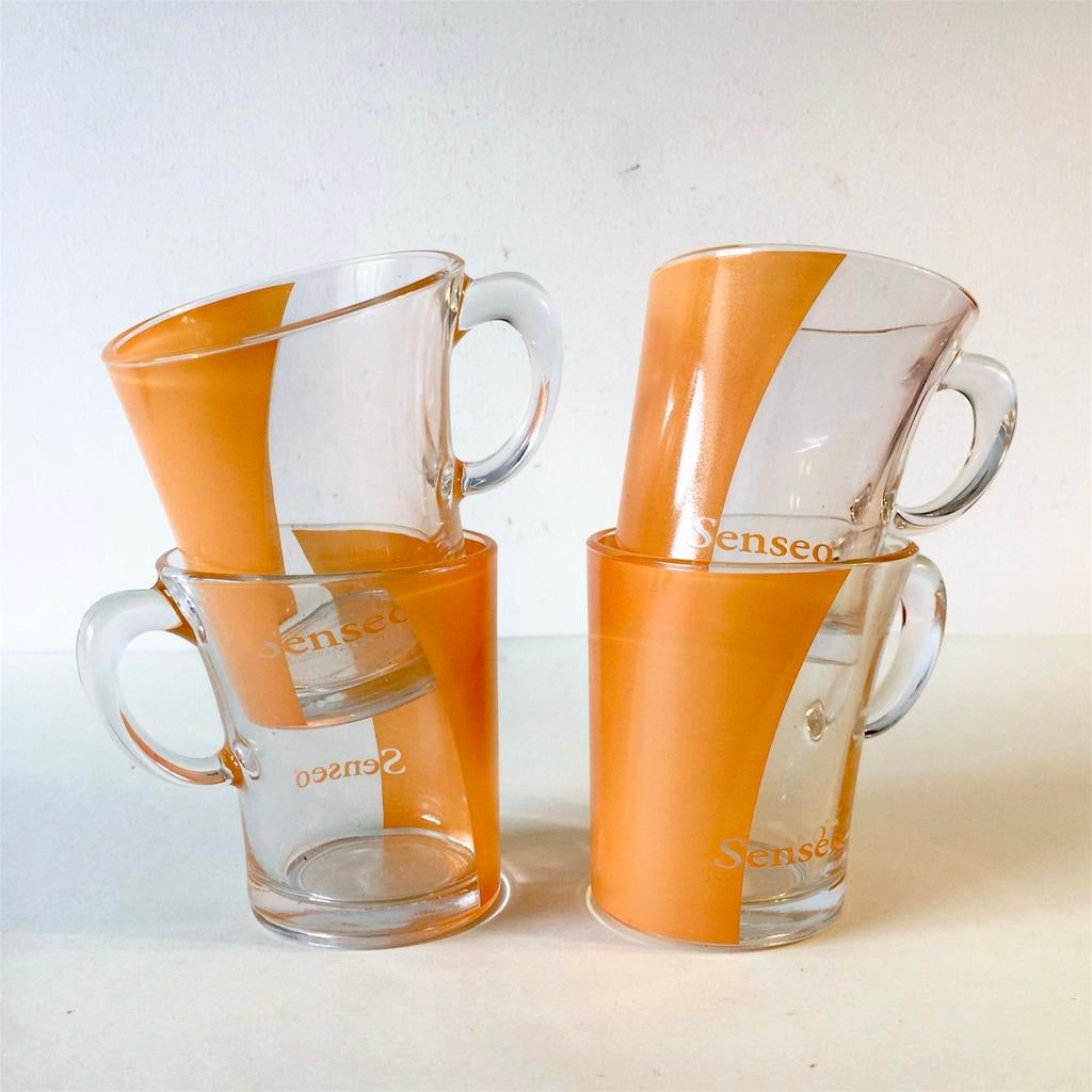 Set van 4 Vintage Senseo koffiekopjes Oranje of Rood, Ophalen of Verzenden, Zo goed als nieuw, Overige typen