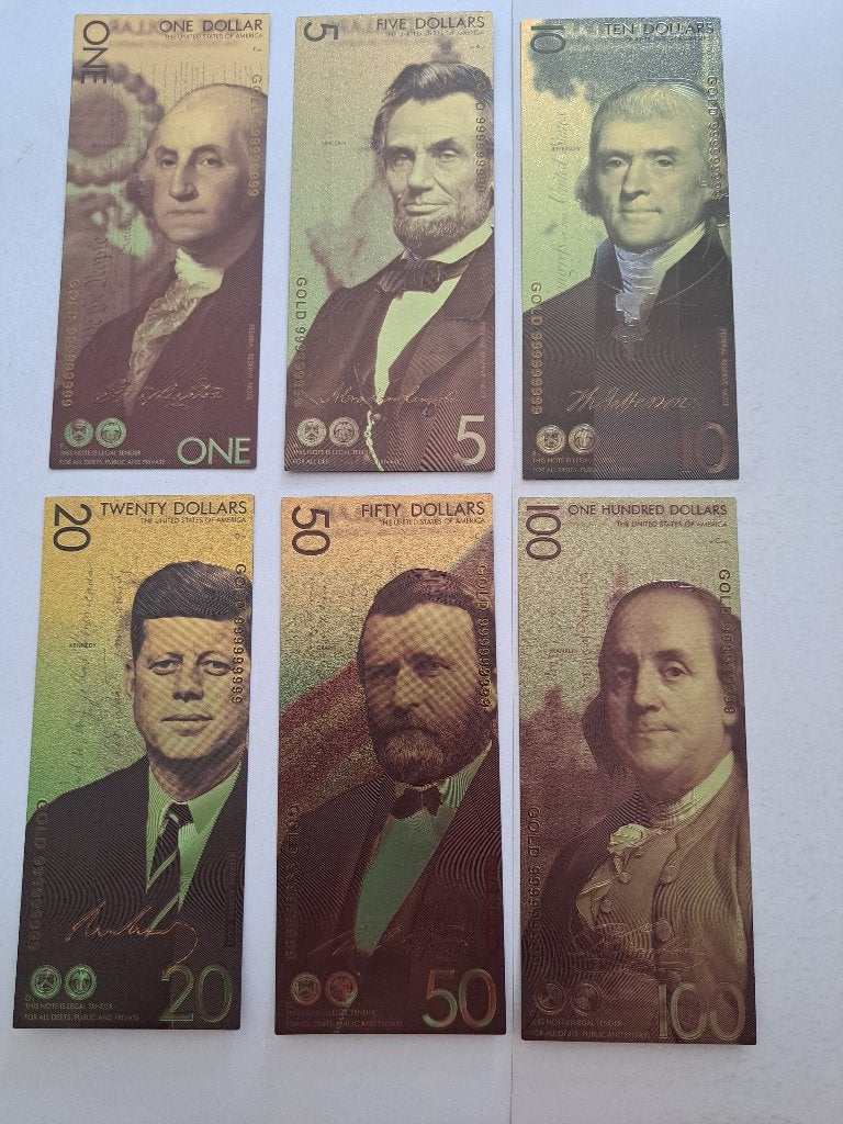 GOUDFOLIE BILJETTEN - SERIE PRESIDENTEN - 6X, Verzamelen, Verzenden, Nieuw