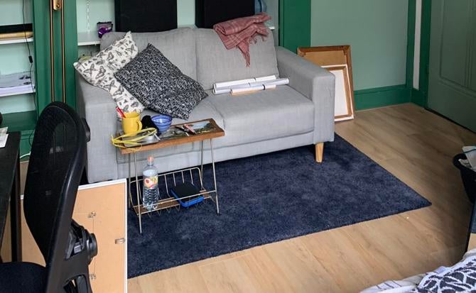 IKEA Vloerkleed Stoense donkerblauw, Huis en Inrichting, Stoffering | Tapijten en Kleden, Ophalen, Blauw, Zo goed als nieuw, 150 tot 200 cm