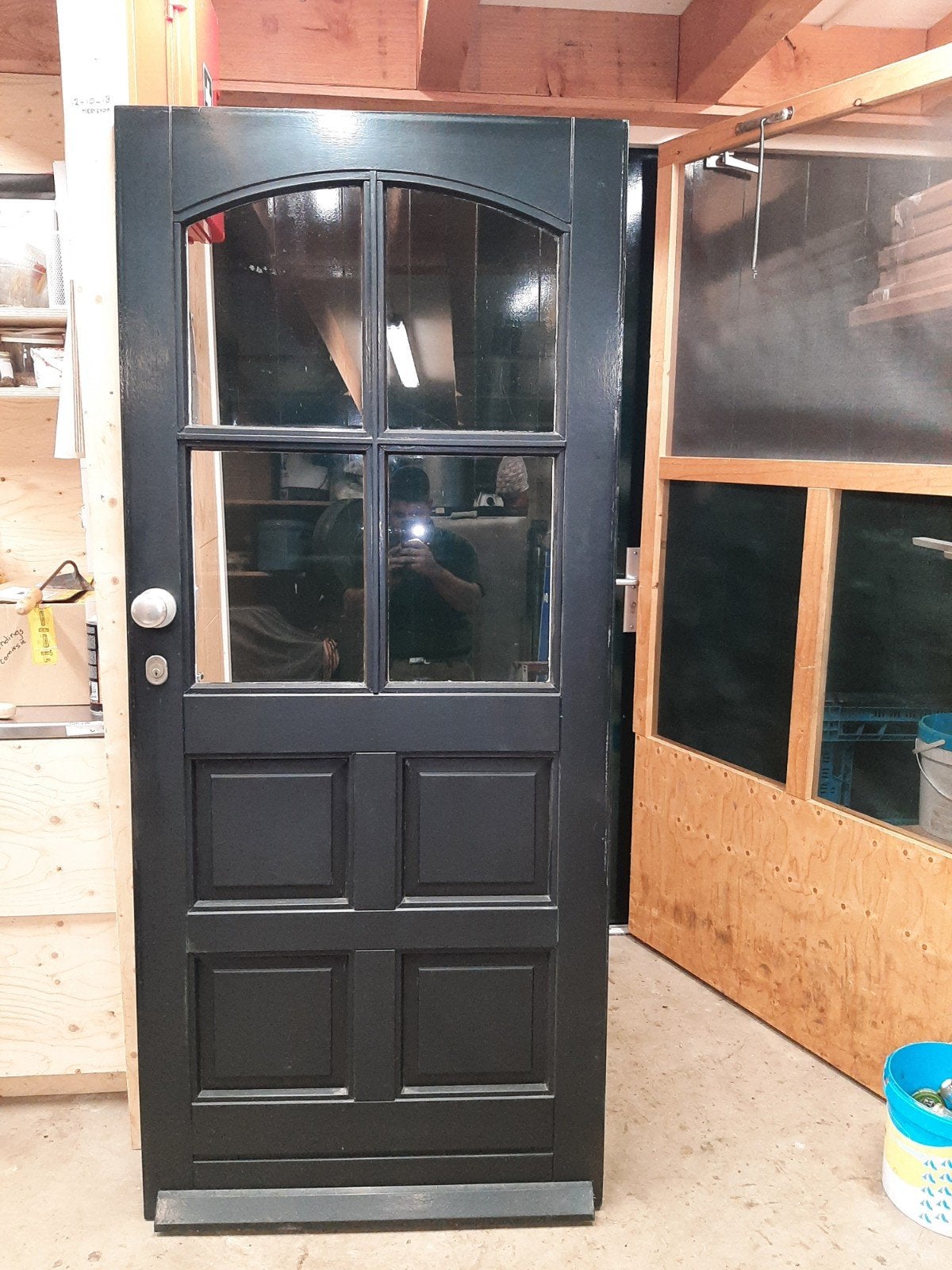 Mooie voordeur met glas en panelen, Ophalen, Gebruikt, 80 tot 100 cm, Buitendeur