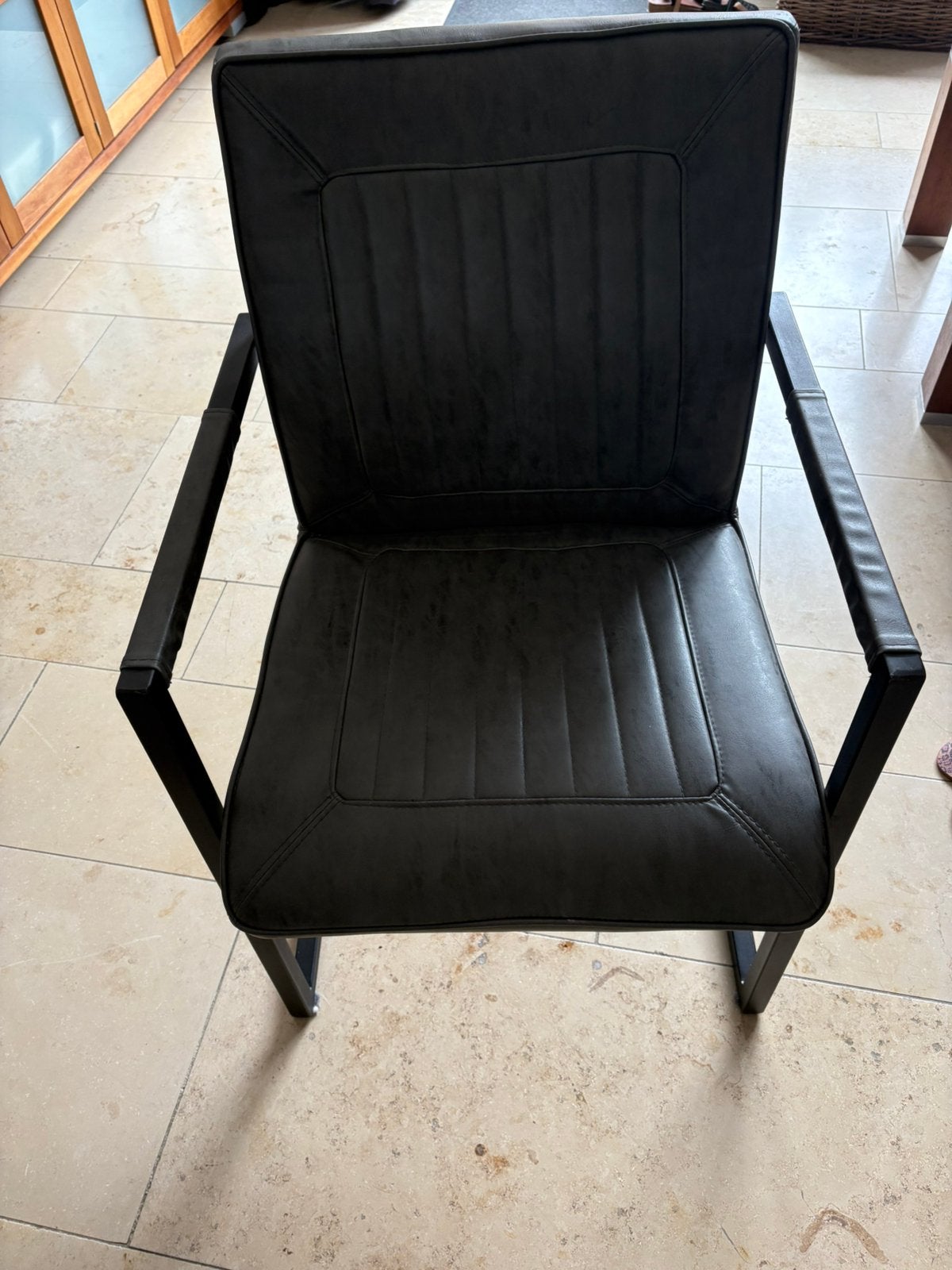 4 antraciet kleurige eetkamerstoelen, Ophalen, Zo goed als nieuw, Grijs, Vijf, Zes of meer stoelen