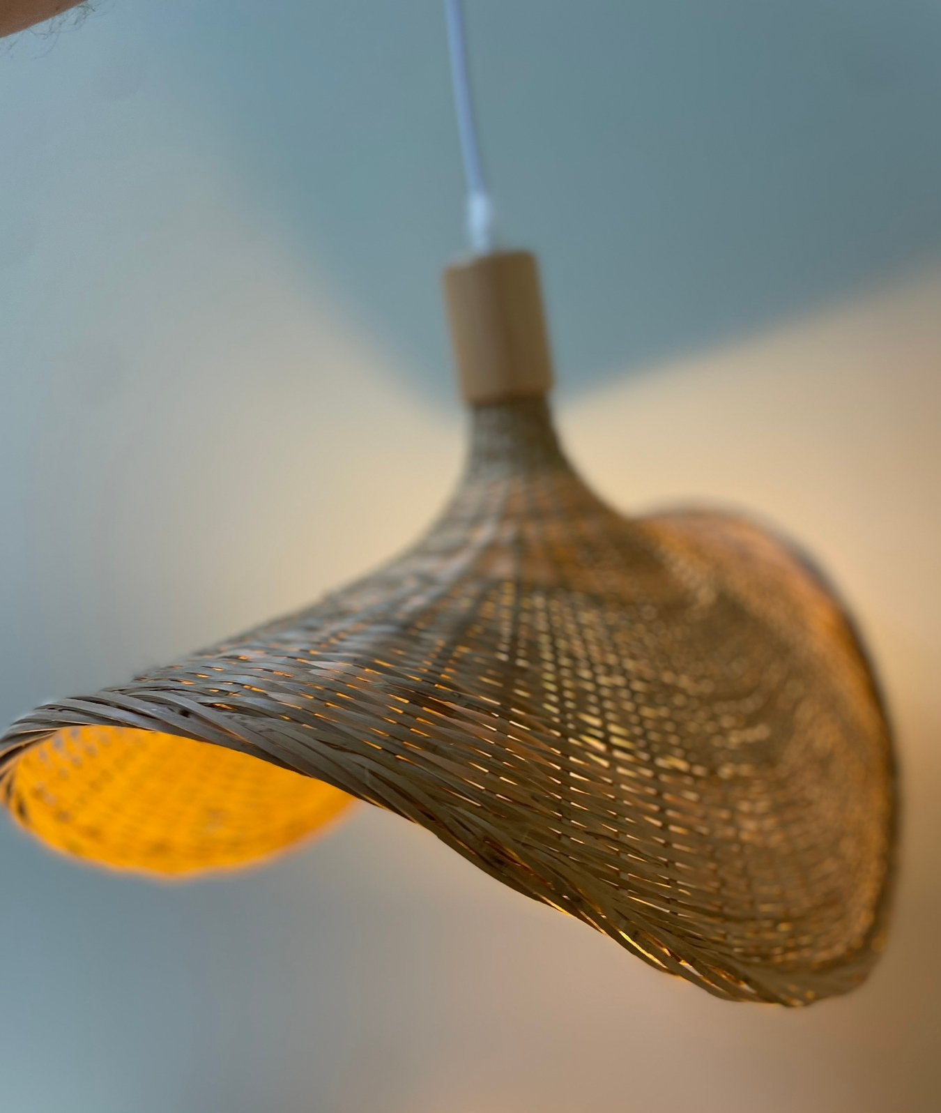 Bamboe hanglamp handgemaakt, Ophalen, 50 tot 75 cm, Nieuw, Overige materialen