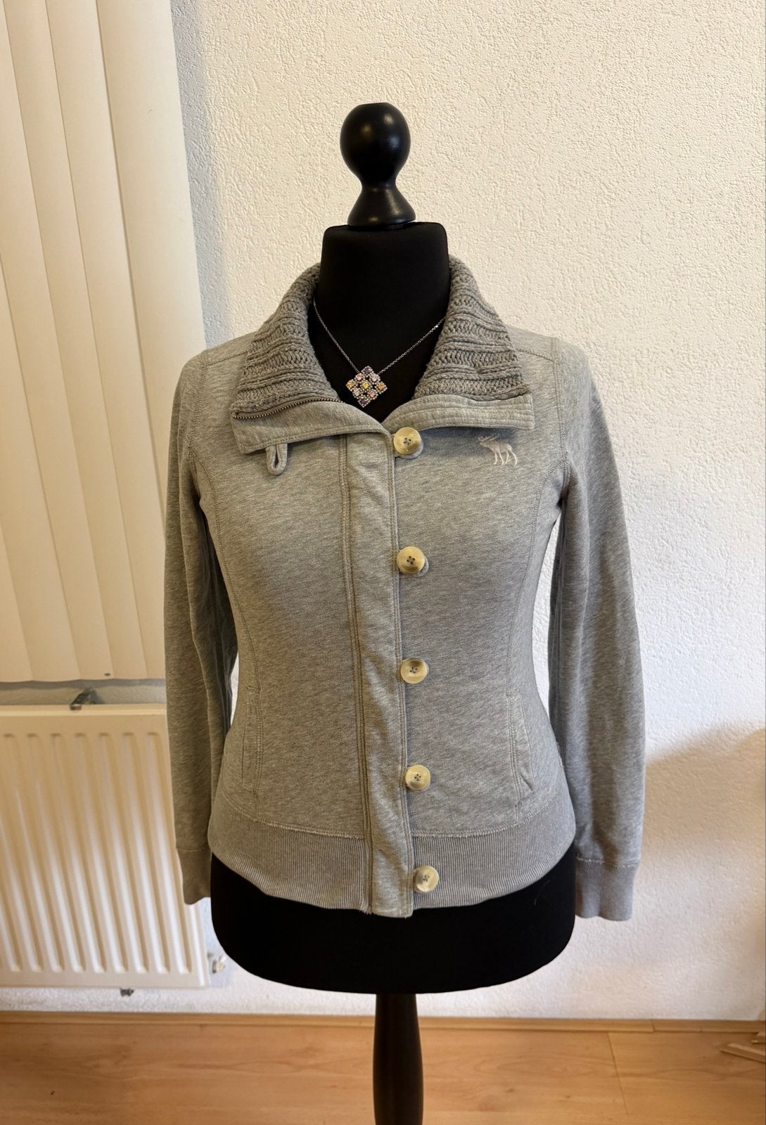 Abercrombie & Fitch Grijs Vest / Jasje met Gebreide Kraag, Ophalen of Verzenden, Zo goed als nieuw, Maat 38/40 (M), Grijs