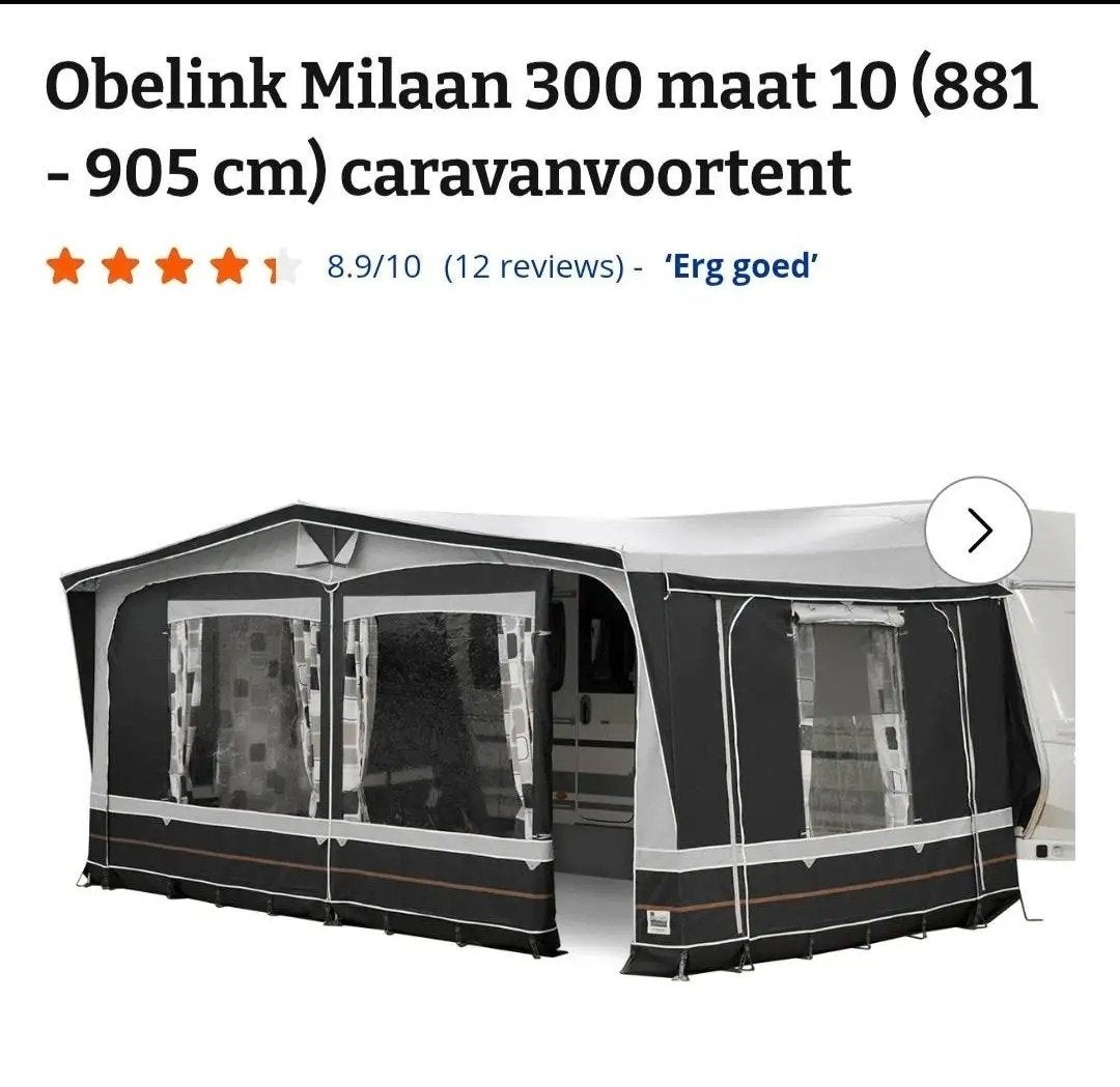 Voortent maat 10, 3 meter diep + luifel + frames, Ophalen of Verzenden, Gebruikt