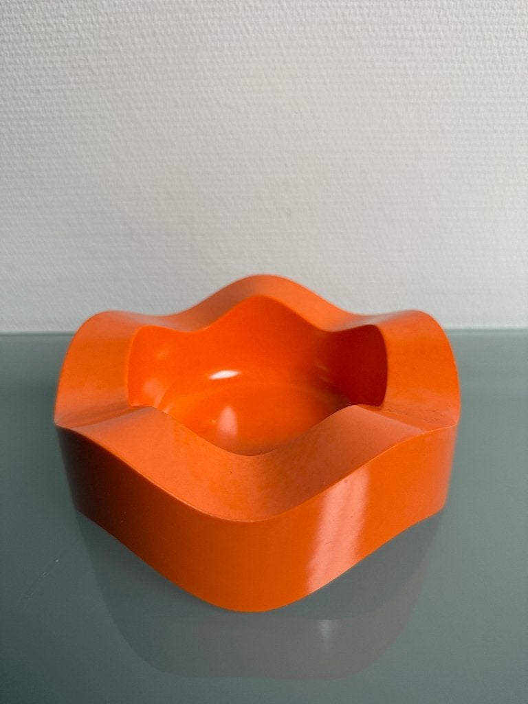 Vintage oranje melamine Pop Art Space Age asbak schaaltje, Vintage, Gebruikt, Kunststof, Ophalen of Verzenden