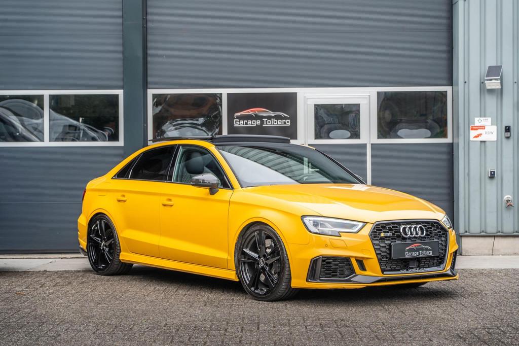 Audi RS3 Quattro 2.5-400PK, panoramadak, virtueel cockpit en, Auto's, Gebruikt, Zwart, Traction-control, Leder