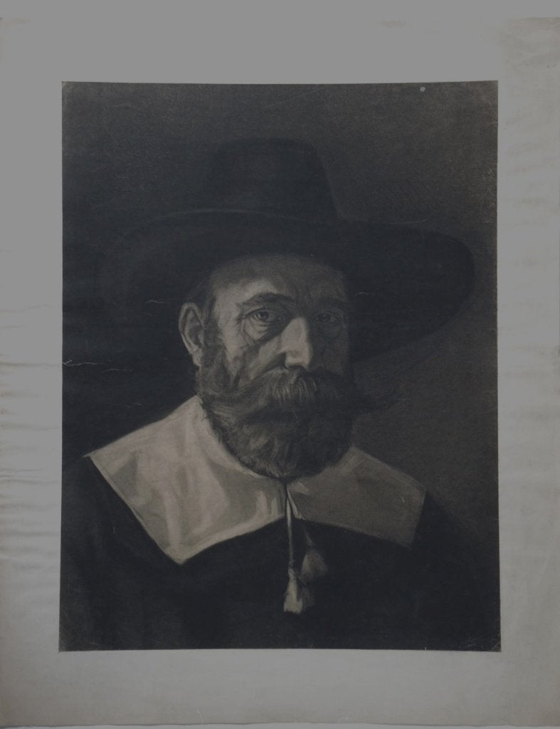 Onbekende Maker krijt/pastel "Portret Man met Hoed & Baard", Antiek en Kunst, Kunst | Tekeningen en Foto's, Ophalen, Tekening