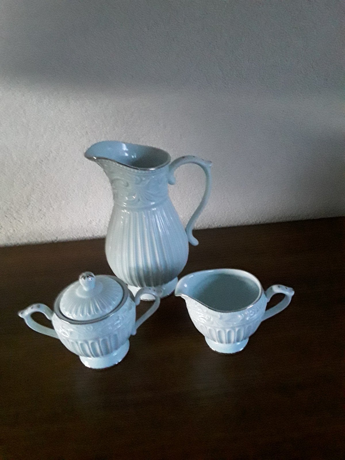 heel mooi stelletje in heel lichtblauwe kleur, Antiek en Kunst, Ophalen