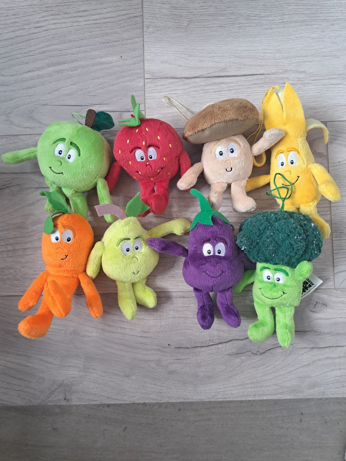 Set van 8 lidl vitamini's knuffels, Overige karakters, Overige typen, Zo goed als nieuw, Meerkleurig