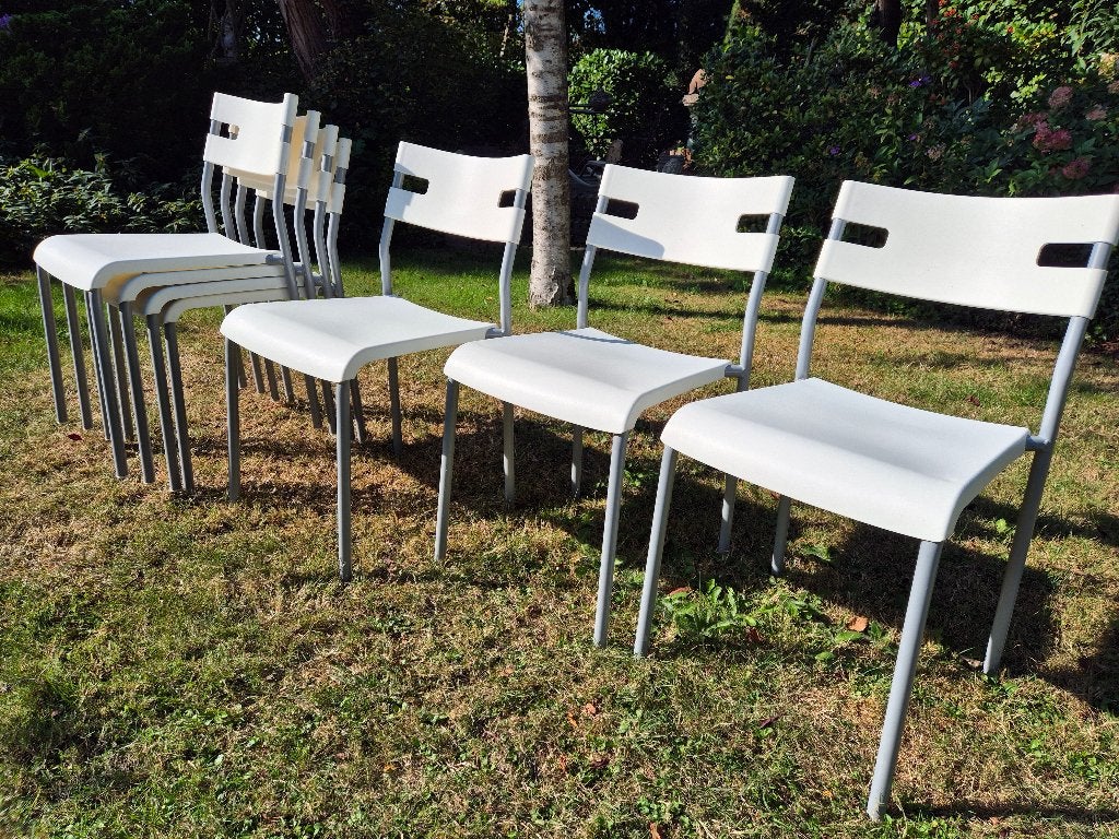 7 stapelstoelen te koop, Huis en Inrichting, Stoelen, Ophalen, Wit, Modern, Vijf, Zes of meer stoelen