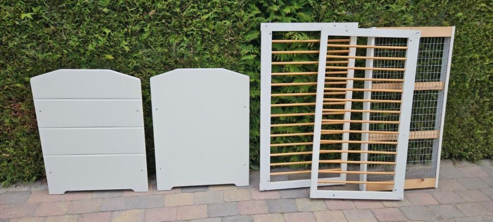 Kinderledikant - Wit met spijlen, Ophalen, Gebruikt, 70 tot 85 cm, 140 tot 160 cm