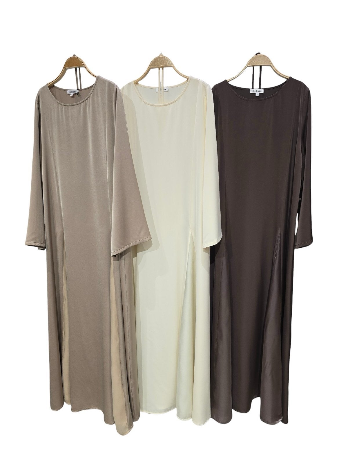 Elegante Satijnen Maxi Jurk - Diverse Maten en Kleuren, Maat 38/40 (M), Beige, Nieuw, Ophalen of Verzenden