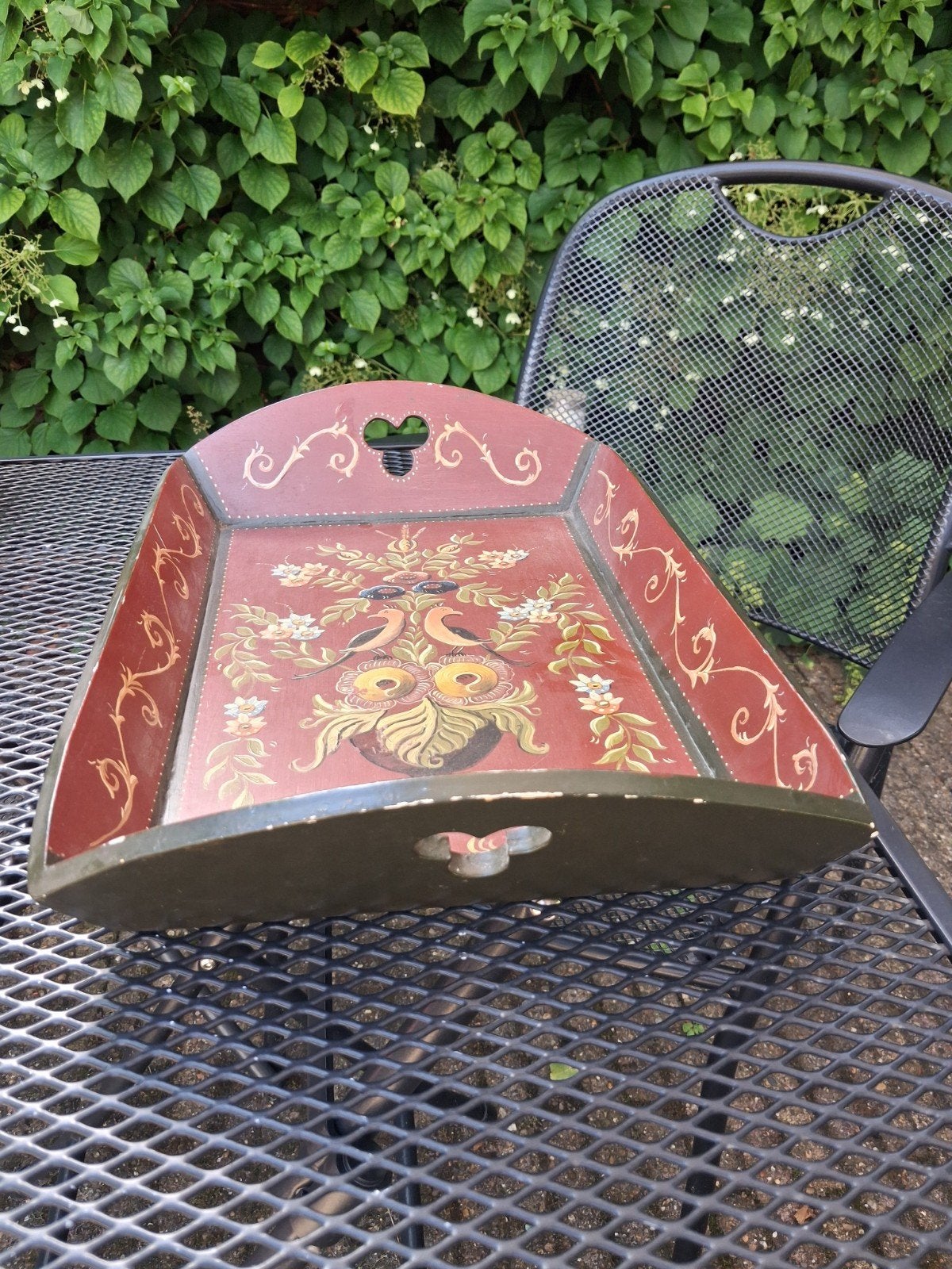 Houten dienblad in traditionele Hindelooper stijl, Huis en Inrichting, Woonaccessoires | Dienbladen, Ophalen of Verzenden, Gebruikt