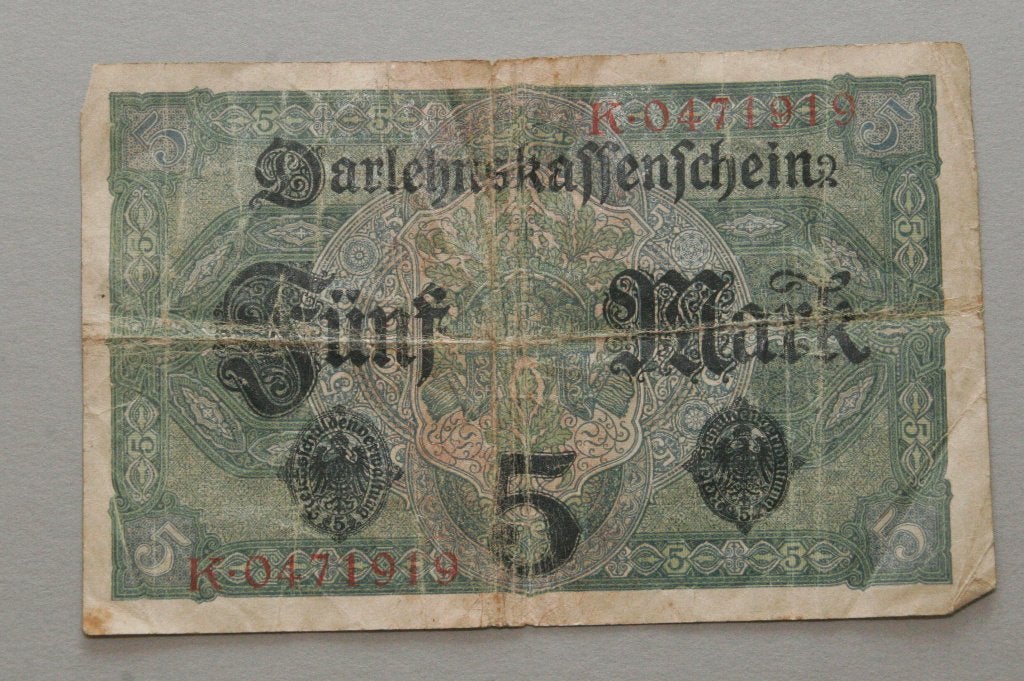 Darlehenskassenschein 5 Mark., Postzegels en Munten, Bankbiljetten | Europa | Niet-Eurobiljetten, Ophalen of Verzenden, Duitsland