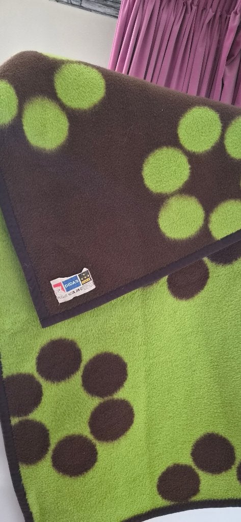 acryl deken Bruin met Groene Stippen - Didas, Ophalen, Gebruikt, Acryl, 150 cm