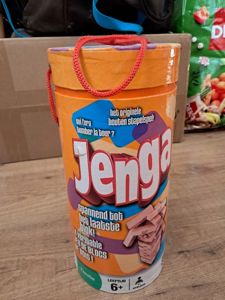 jenga, Vijf spelers of meer, Ophalen, Zo goed als nieuw