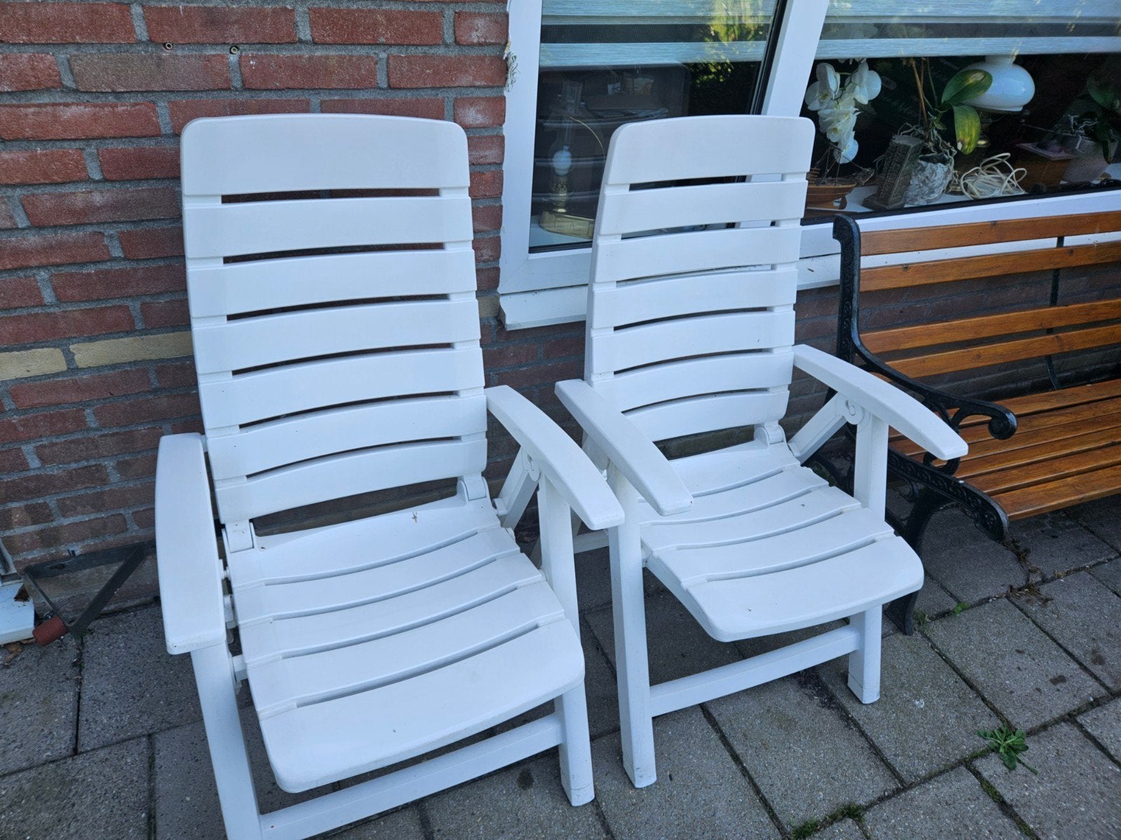4 Hartman tuinstoelen met 2 krukjes, Tuin en Terras, Ophalen, Gebruikt, Kunststof