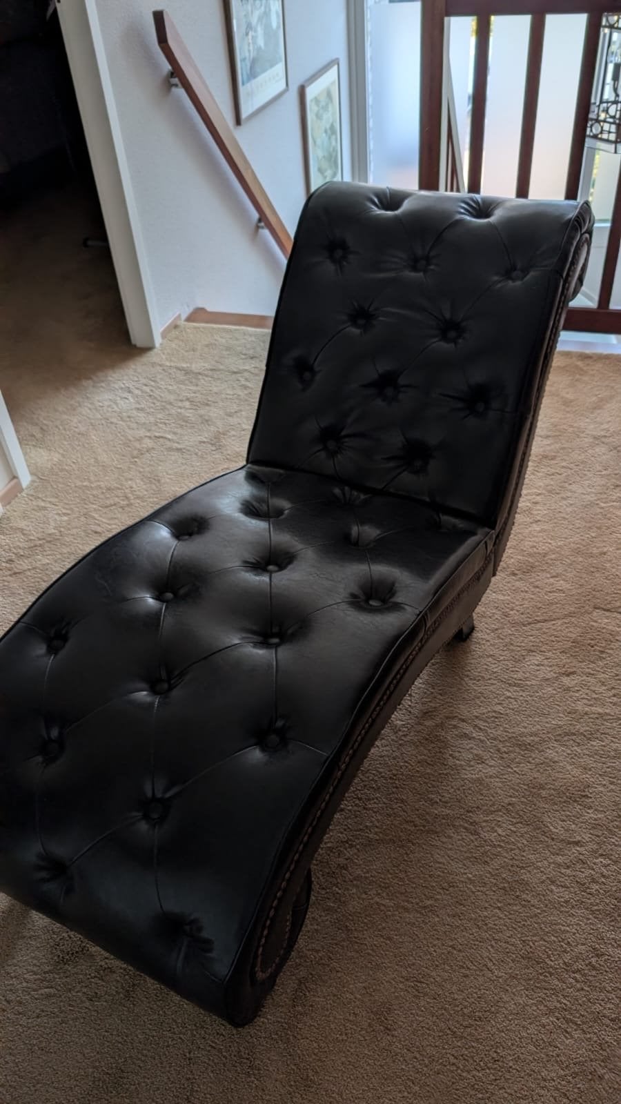 Luxe Bruin imitatie leren Chaise Longue - Zo goed als nieuw, Ophalen, Eenpersoons, Minder dan 75 cm, Zo goed als nieuw