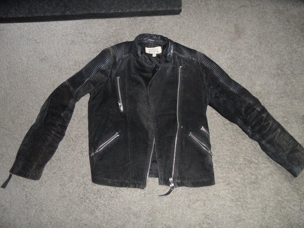 Sportief zwart, varkensleren jasje van Mango, maat M, Maat 38/40 (M), Mango, Zwart, Ophalen of Verzenden
