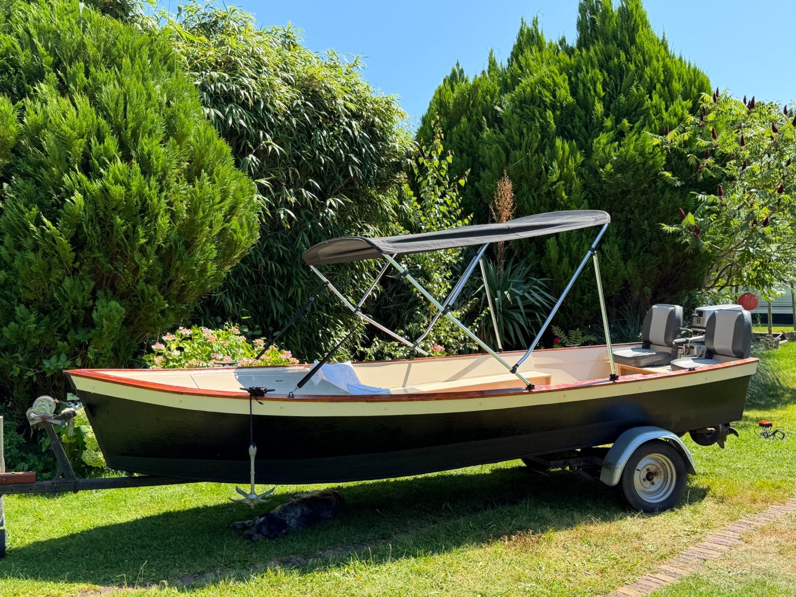 Boot/ sloepje  met Honda motor 8pk, Watersport en Boten, Ophalen, Zo goed als nieuw, Buitenboordmotor, Trailer