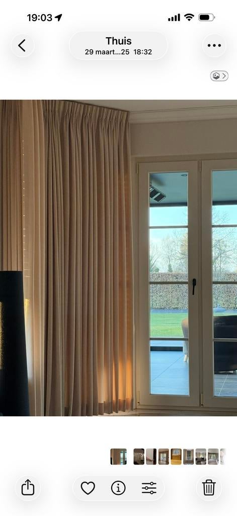 Lichtbeige gordijnen - heel veel setjes, ook tuindeuren, Huis en Inrichting, Ophalen, Zo goed als nieuw, Beige