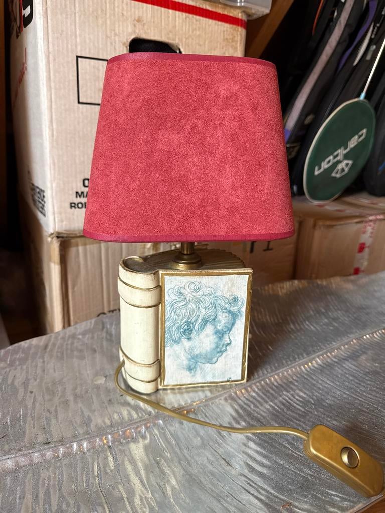 Vintage Boeklampje met Rood Kapje - Uniek Design, Ophalen of Verzenden, Gebruikt