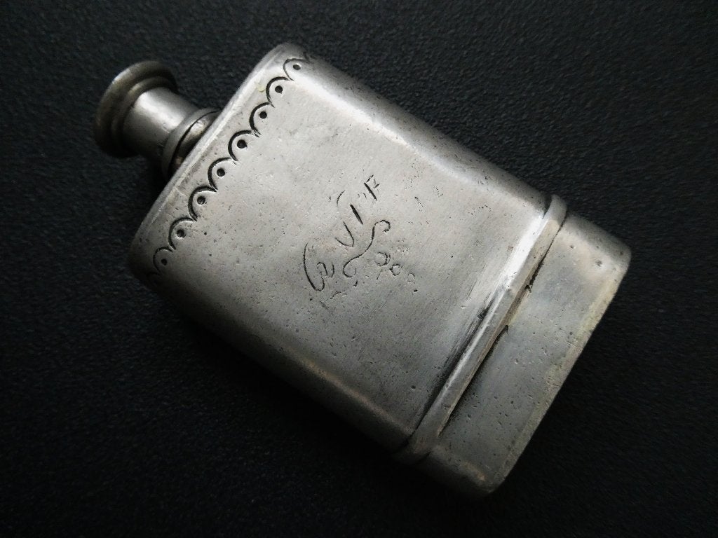 Tinnen heupfles / zakflacon 95 % tin flacon fles, Ophalen of Verzenden