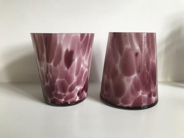 Glazen kandelaar - set van 2 waxinelichtjes houders, Antiek en Kunst, Antiek | Glas en Kristal, Ophalen of Verzenden