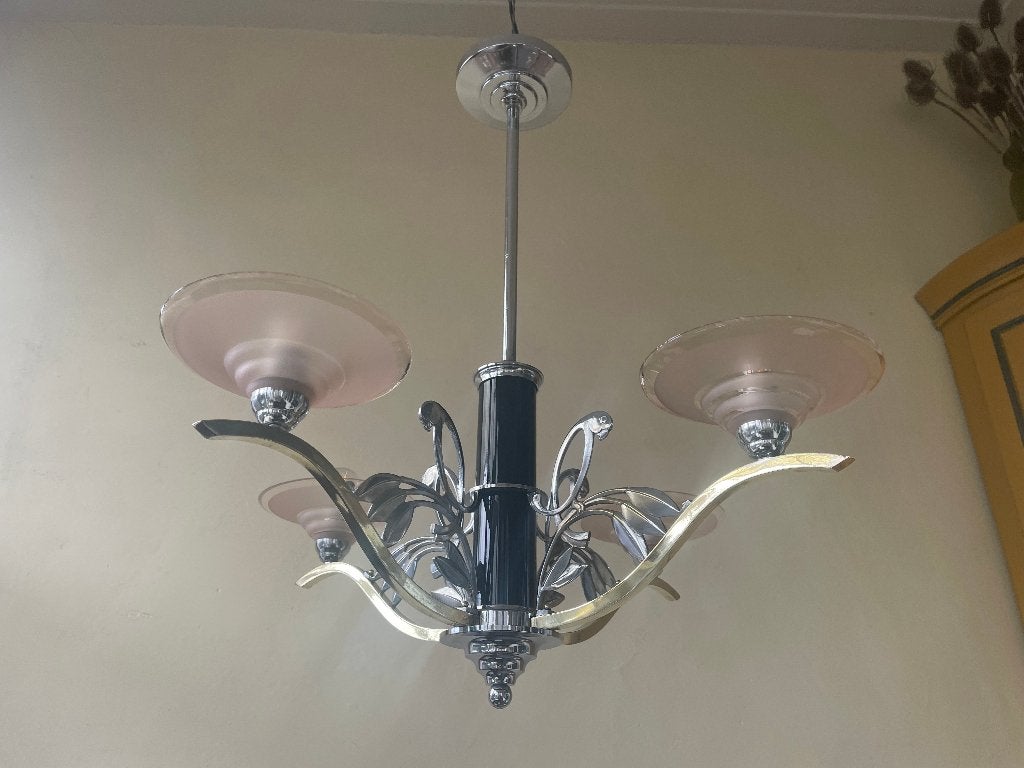 Unieke Hanglamp Lamp art deco 1940 Papagaaien Vogels Frans, Ophalen of Verzenden