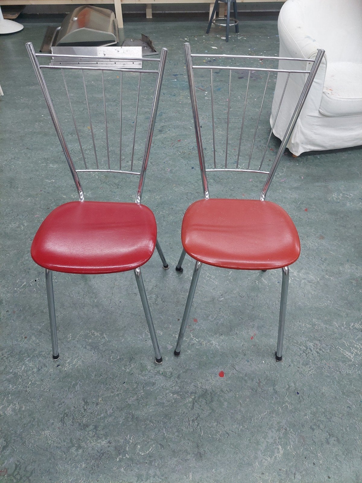 Vintage Amerikaanse Diner Stoelen - Rood en Chroom, Ophalen