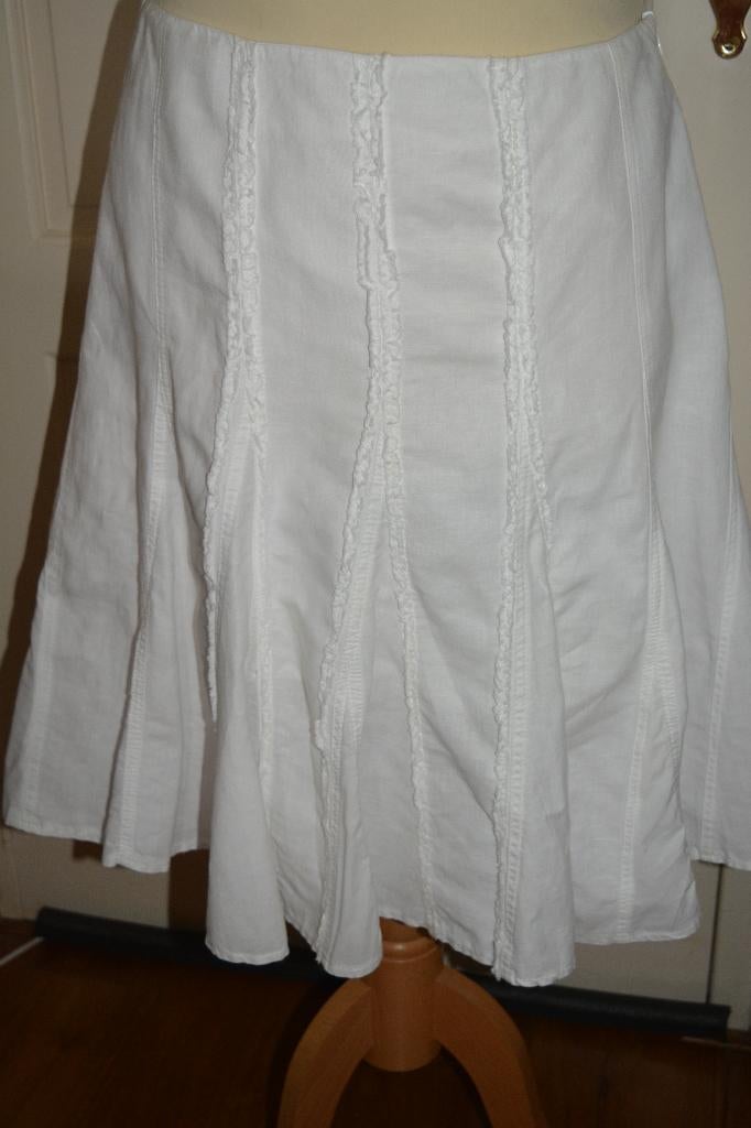 witte katoenen klokrok met ruches, maat 40, Maat 38/40 (M), Wit, Ophalen of Verzenden, Zo goed als nieuw