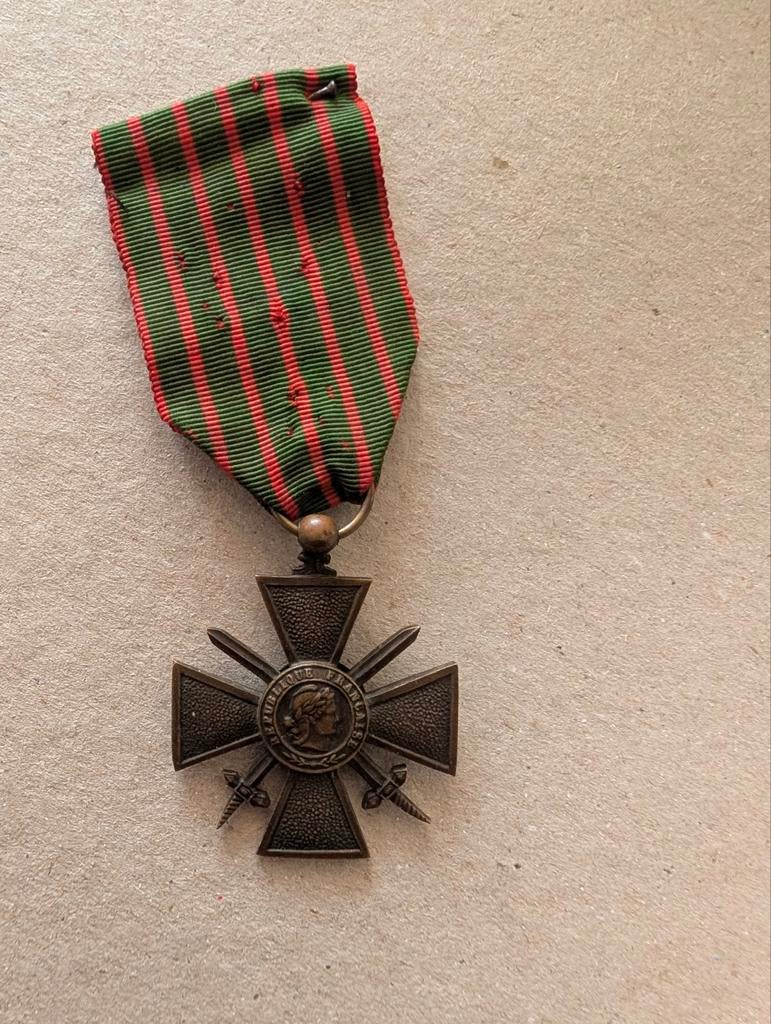 Franse medaille WO1 met lint, Ophalen of Verzenden