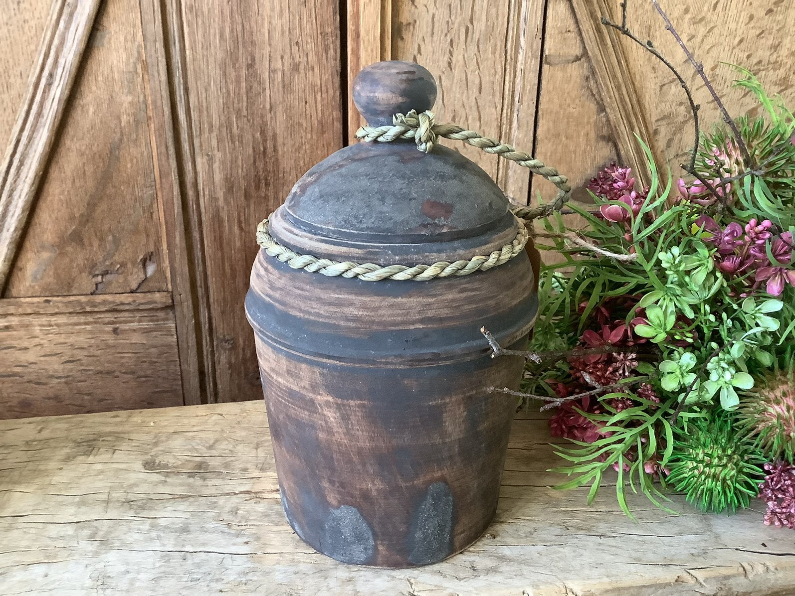 NIEUW teak houten pot met deksel, Ophalen of Verzenden, Nieuw, Rond, Hout