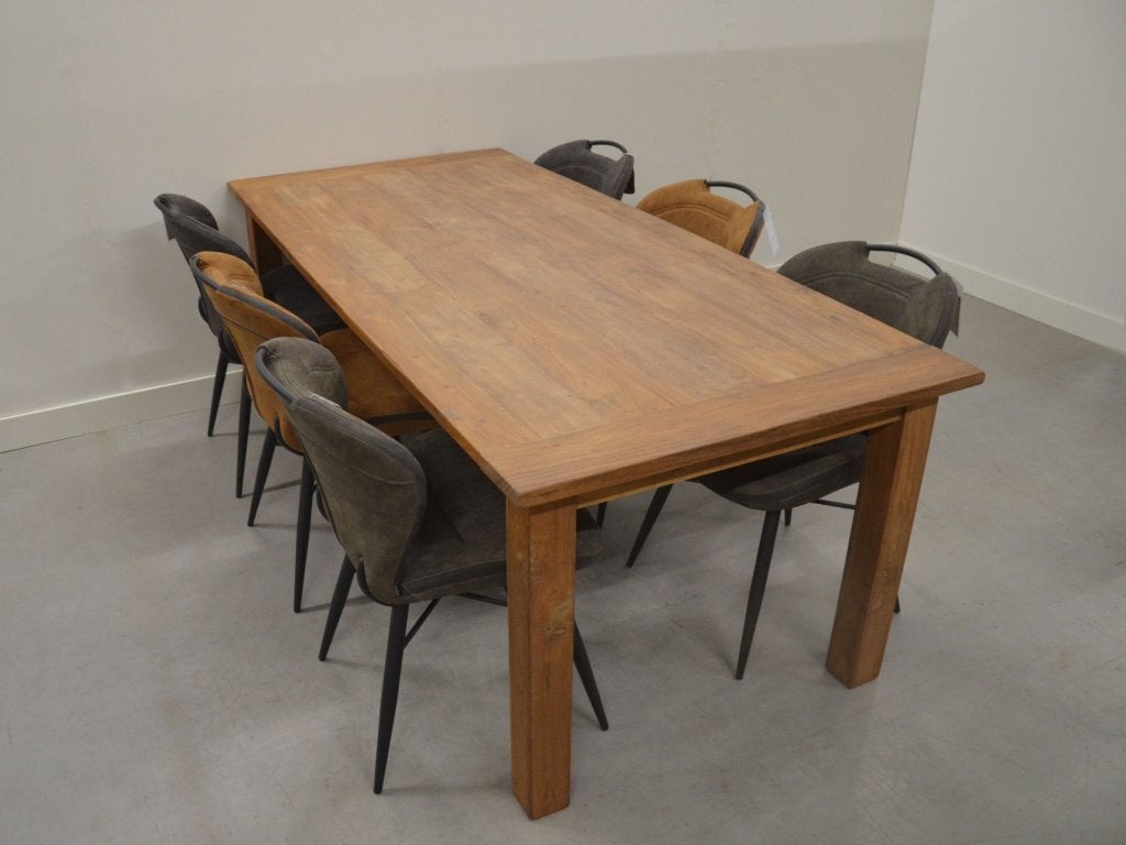 Teak eettafel ‘Gieten’ van oud gerecycled teak, Verzenden, Nieuw, Bruin, Hout
