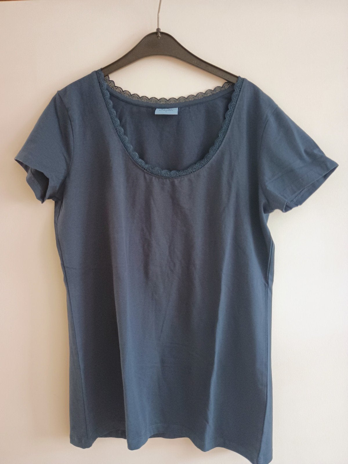 John Cabot T-shirt met kant, maat L, Blauw, Maat 42/44 (L), Ophalen of Verzenden, Zo goed als nieuw