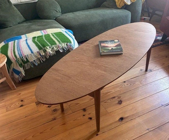 Vintage IKEA salontafel walnootfineer, Ophalen, Gebruikt, 100 tot 150 cm, 50 tot 100 cm