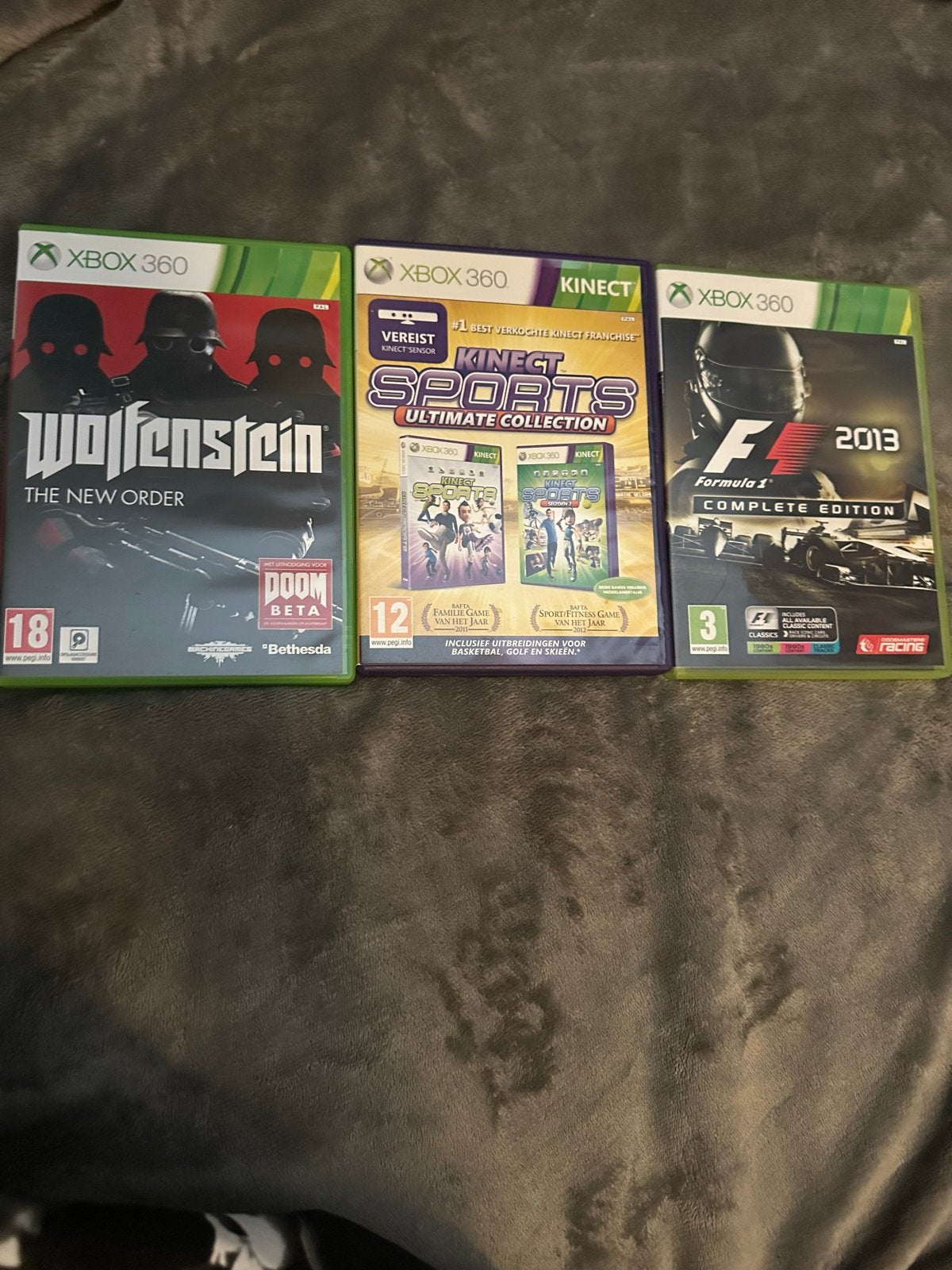 Xbox 360 Games: Wolfenstein, Kinect Sports, F1 2013, Gebruikt, Shooter, 1 speler, Eén computer
