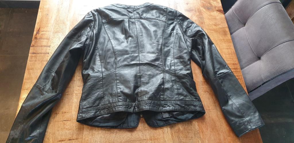 Echt leren jas van HEMA, maat L, Kleding | Dames, Jassen | Zomer, Zwart, Maat 42/44 (L), Ophalen of Verzenden, HEMA
