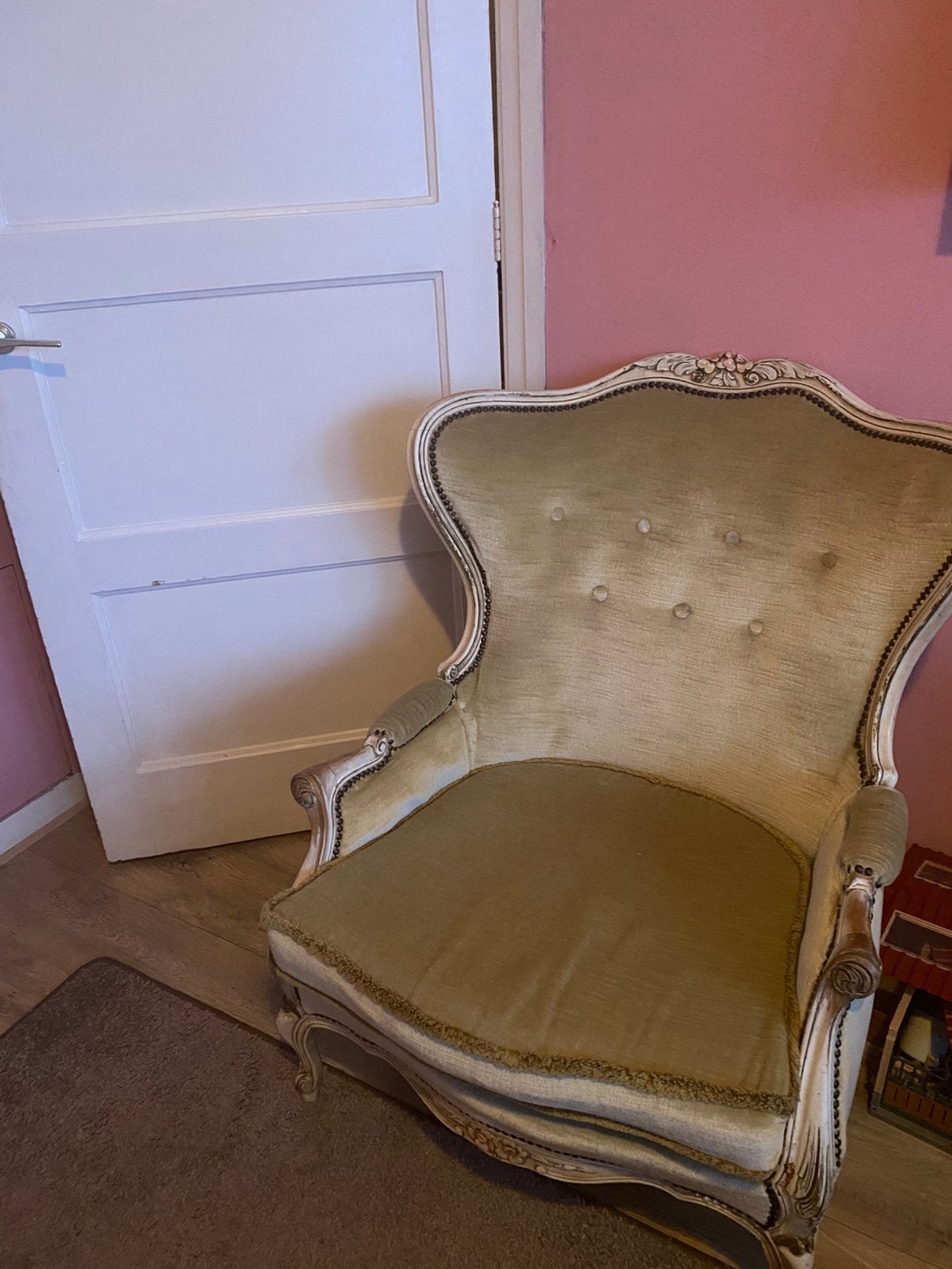 Brocante fauteuil, Ophalen, Zo goed als nieuw, 75 tot 100 cm, 50 tot 75 cm