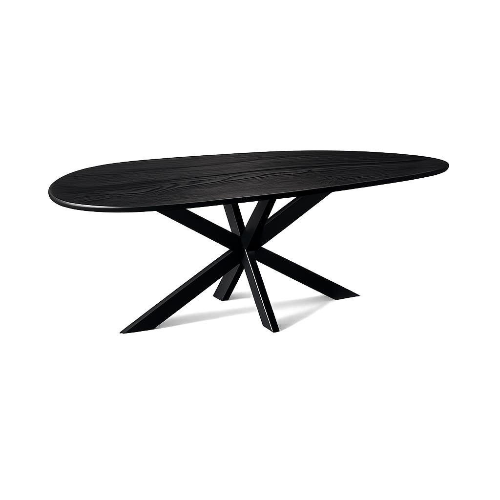 Eettafel Organisch – 260 cm – Zwart – Mangohout