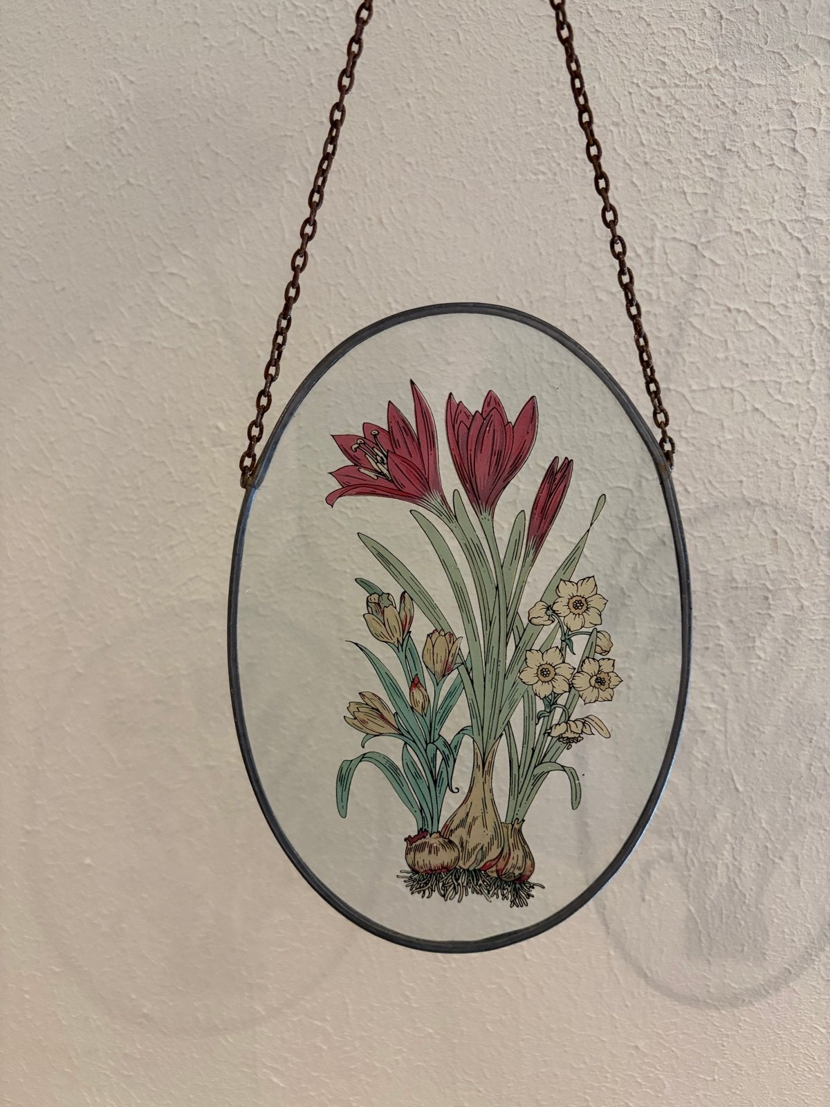 Vintage Glas-in-lood Raamhanger Bloemen, Ophalen