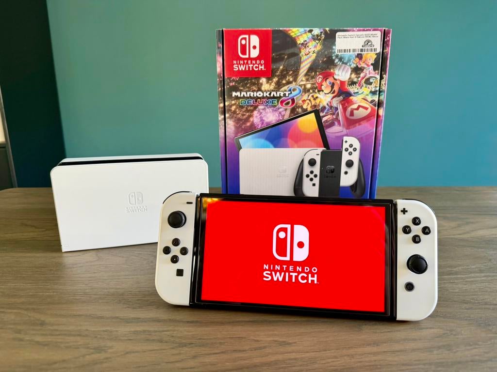 Nintendo Switch OLED - wit – nog garantie + complete set, Spelcomputers en Games, Spelcomputers | Nintendo Switch, Ophalen, Zo goed als nieuw