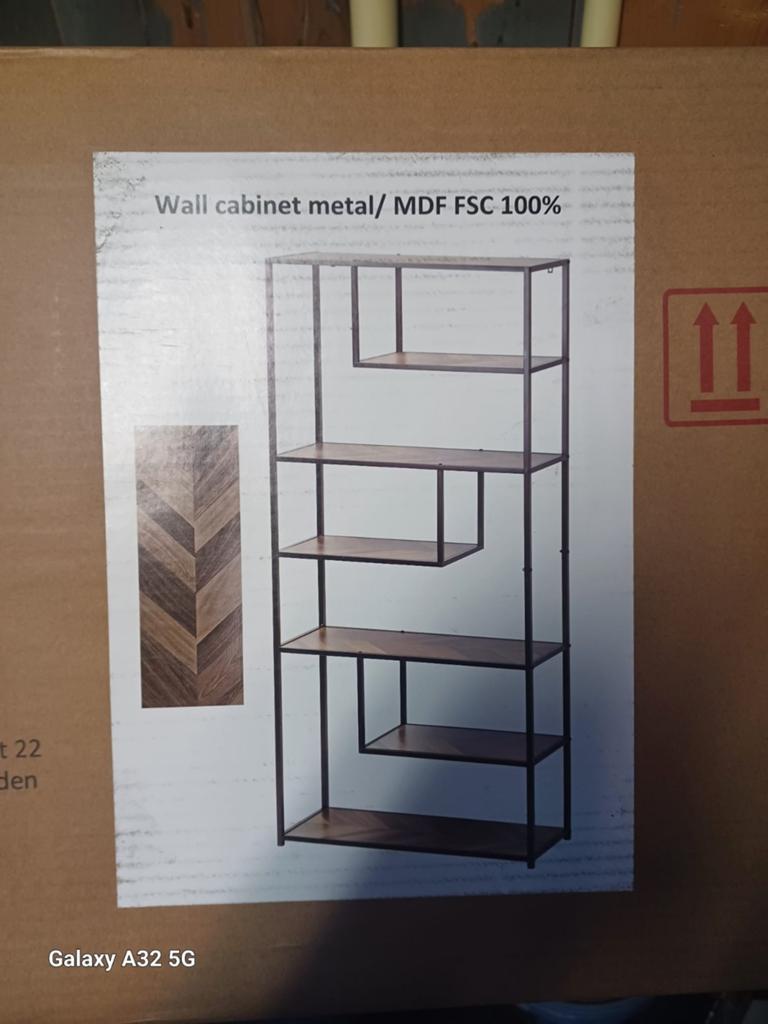 Metalen wandkast met MDF planken (FSC 100%), Overige houtsoorten, Met plank(en), Nieuw, Ophalen of Verzenden