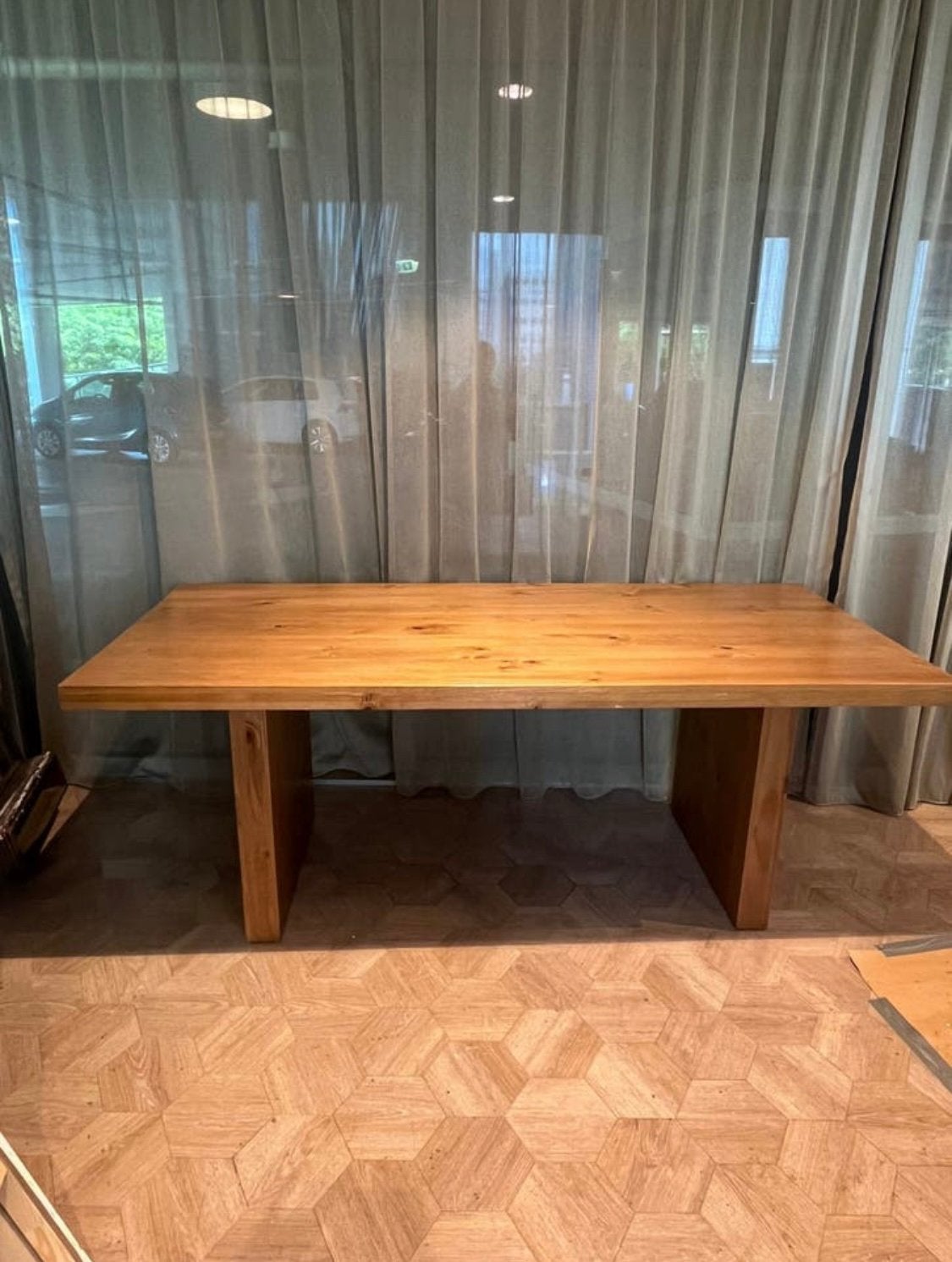 Tafel / Bureau - Massief Grenen Hout 200x90x75cm, Ophalen, Gebruikt, 50 tot 100 cm, Vijf personen of meer