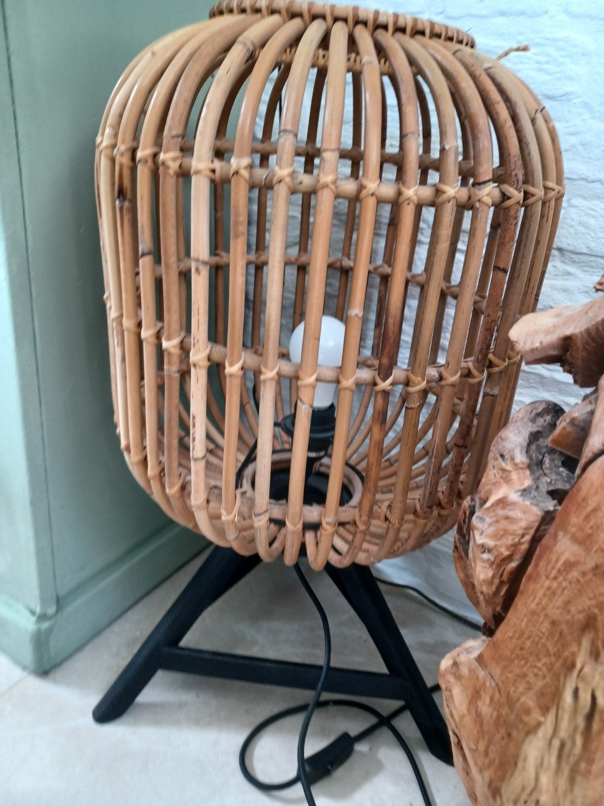 Rotan tafellamp - sfeervolle verlichting zgan, Ophalen, Gebruikt, Bohemian, Scandinavisch, E27 (groot)
