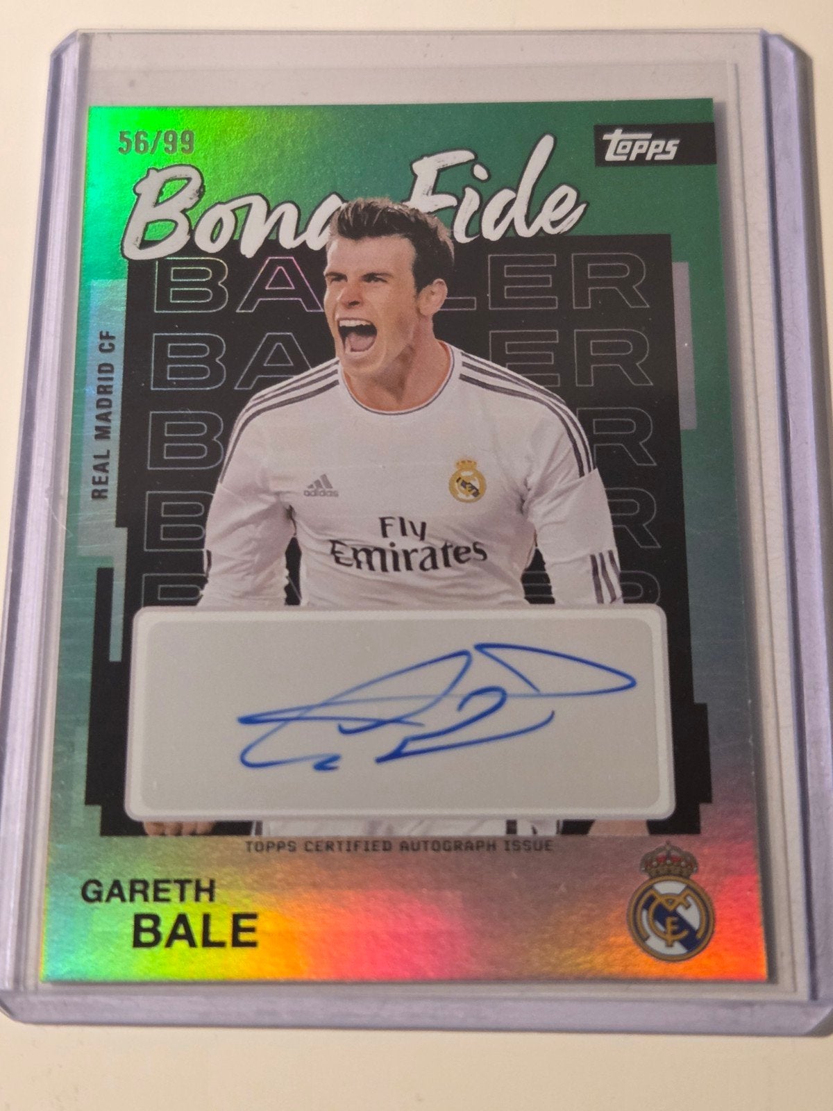 Gareth Bale Topps Bona Fide Autograph Real Madrid CF 56/99, Ophalen of Verzenden, Zo goed als nieuw, Buitenlandse clubs, Spelerskaart