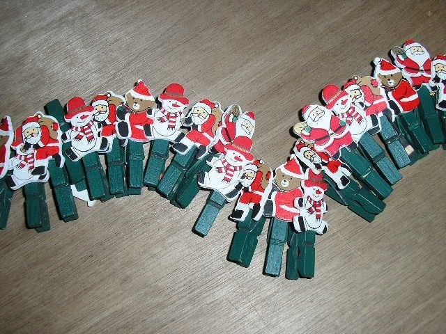 Kerst wasknijpers om kerstkaarten mee op te hangen, Ophalen of Verzenden, Gebruikt